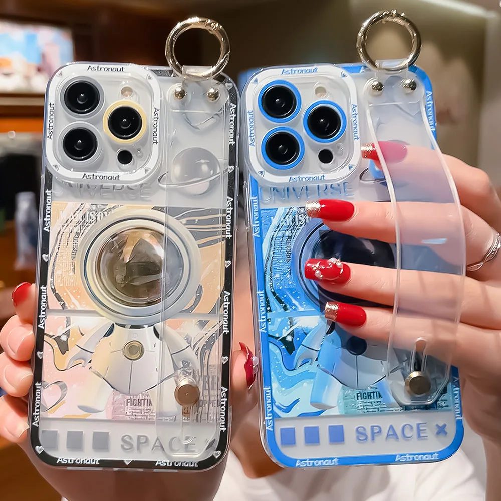 SoCouple Astronaut Wrist Strap Case For iPhone 11 13 12 14 Pro Max X XR XS  Max 8 7 Plus SE Soft TPU Phone Holder Cover _ - AliExpress Mobile