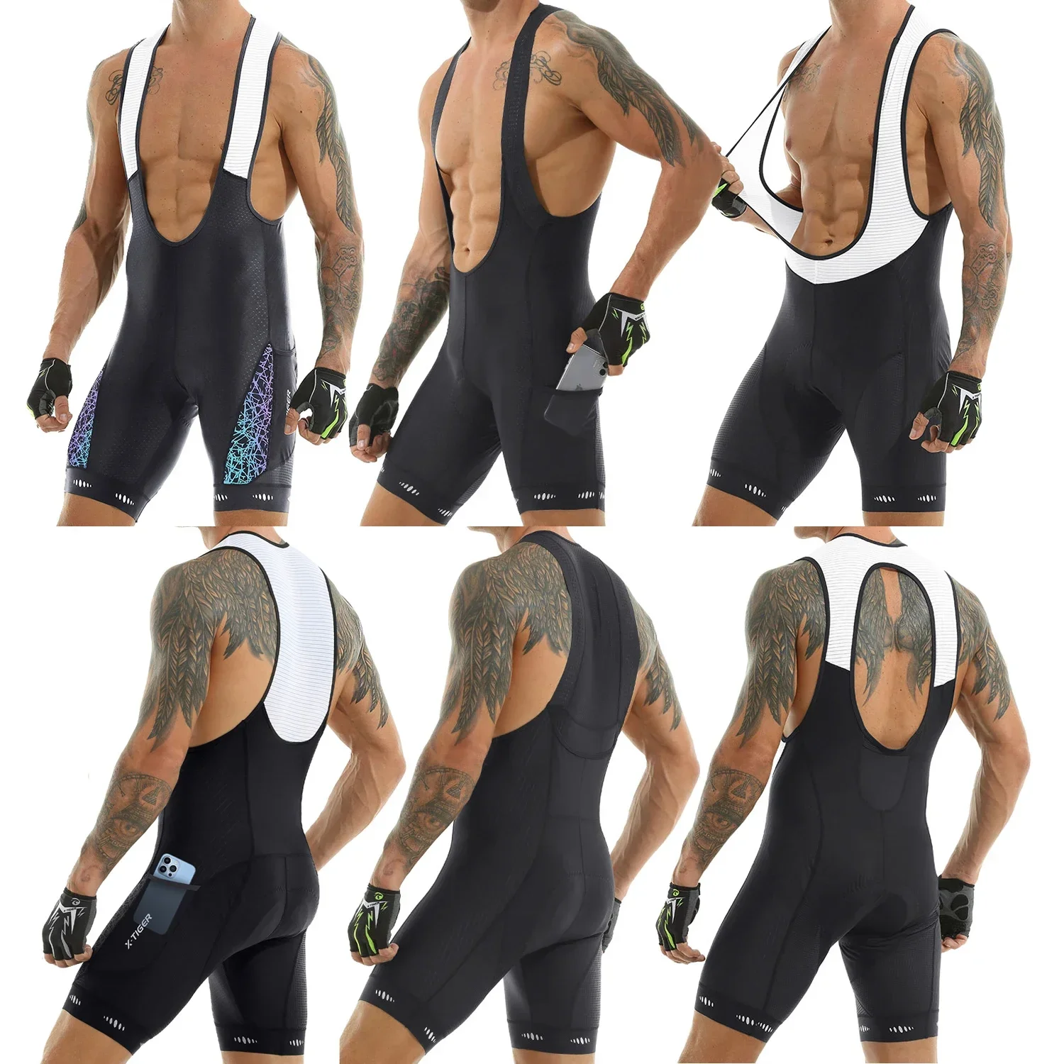 Cycling Shorts Men's Cycling Bib Shorts With Pocket UPF 50+ Quick-dry Polyester Competitive Edition Series