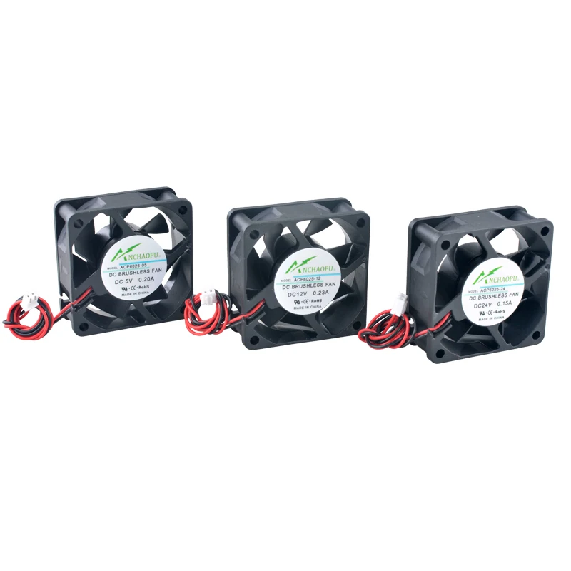 충전기, 전원 공급 장치, 주파수 변환기용 고속 60x60x25mm 축 냉각 팬 DC 5V/12V/24V 2핀 ACP6025