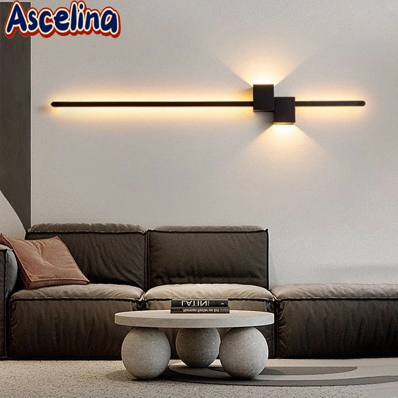 Modern LED Wall Lamp Minimalist Black 60-100cm Up Down Luminous Light For Bedroom Bedside Living Room Hallway Indoor Wall Sconce