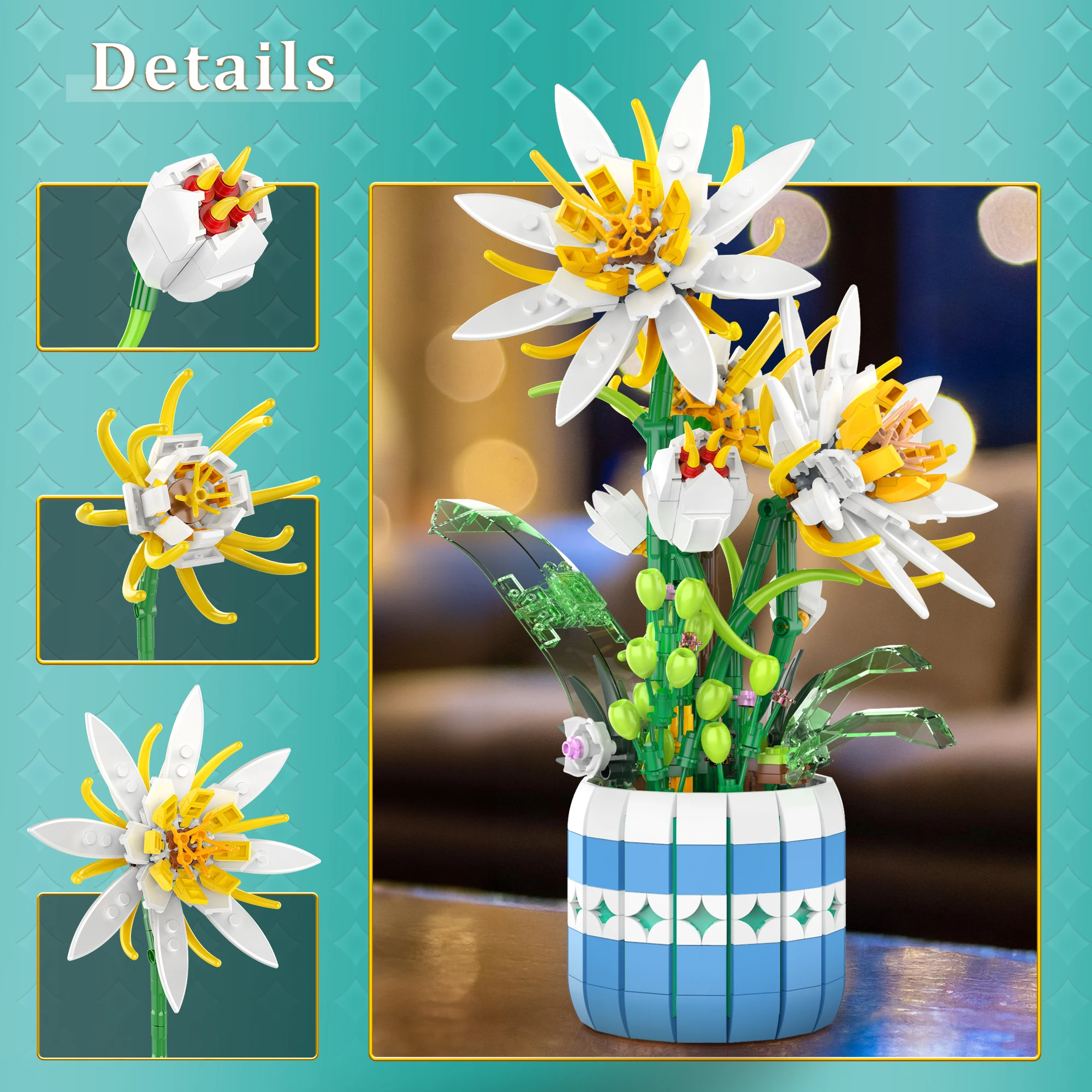 EDUCIRO piphyllum Flowers Bouquet Building Set, Flower Botanical