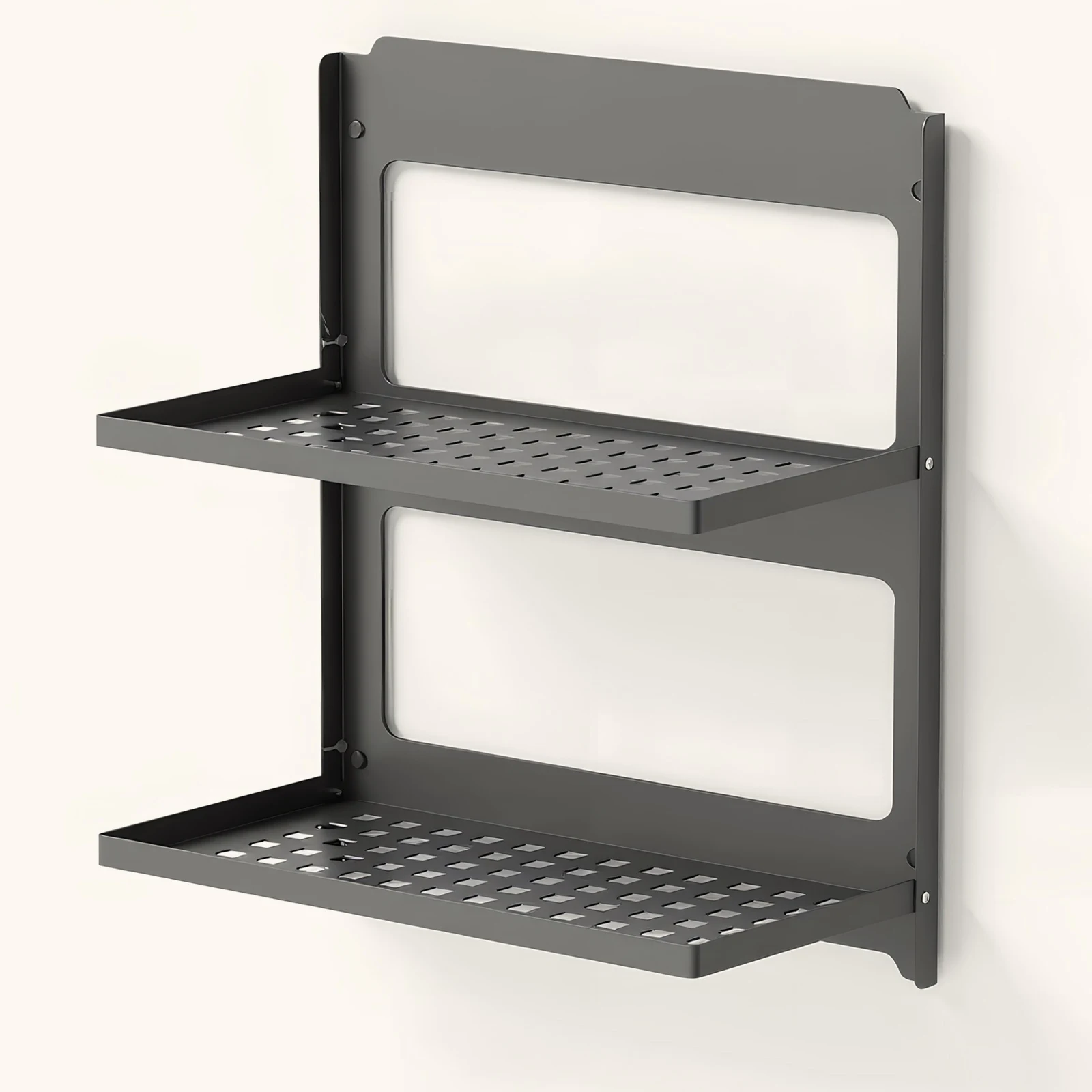 2-Tier Table Storage Rack Wall Mounted Storage Shelf Wall Shelve for Laundry Room Bathroom