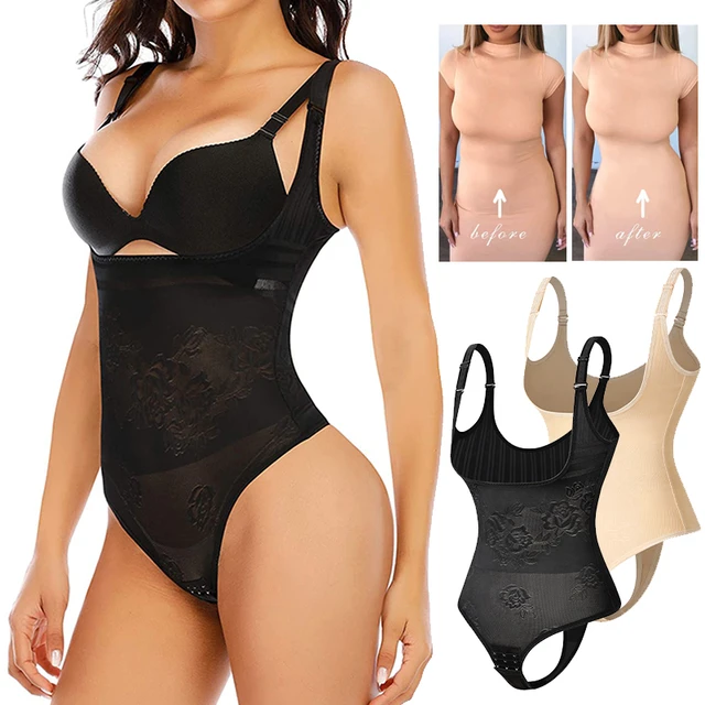 Open Bust Sculpting Chest Support Body Shaper Dress For Women Mesh One  Piece Full Slip Tummy Control Shapewear With Adjustable Strap