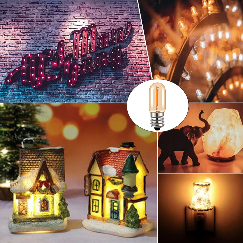빈티지 E12 미니 야간 램프, E14 LED 필라멘트 전구, T16, 0.6W 냉장고 조명 교체, 관형 샹들리에 에디슨 전구