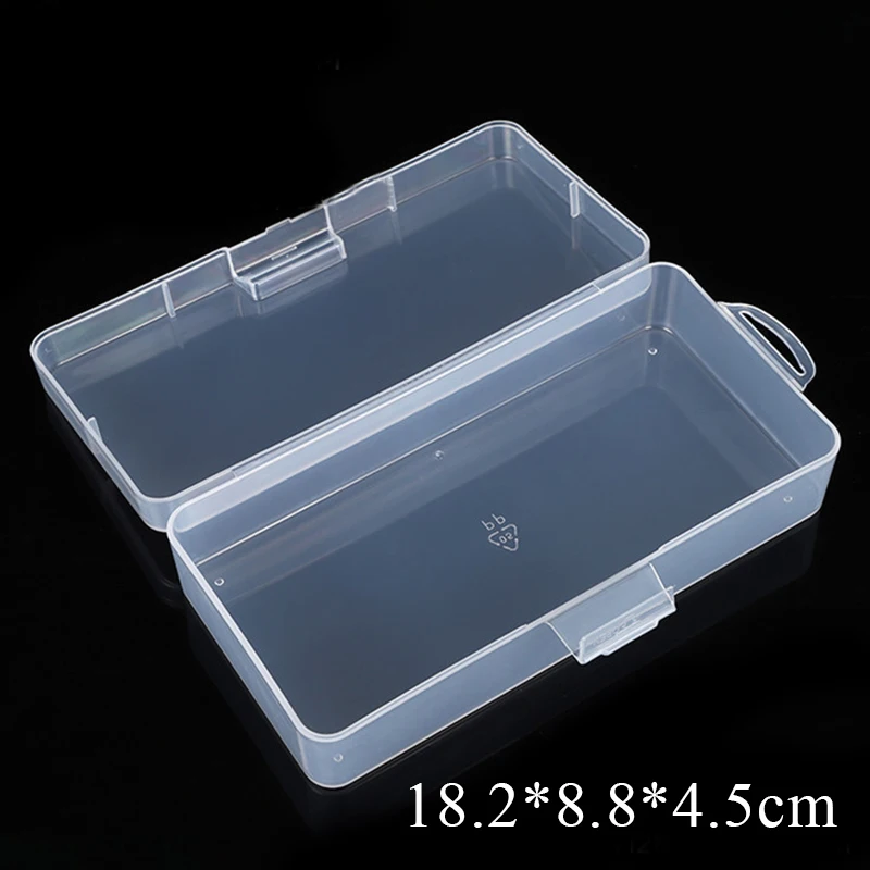 Ptwola 3 mini contenitori in plastica con coperchio incernierato, 16,5 x 8,9 cm, piccoli contenitori rettangolari antipolvere per perline trasparenti, per raccogliere piccoli oggetti artigianali