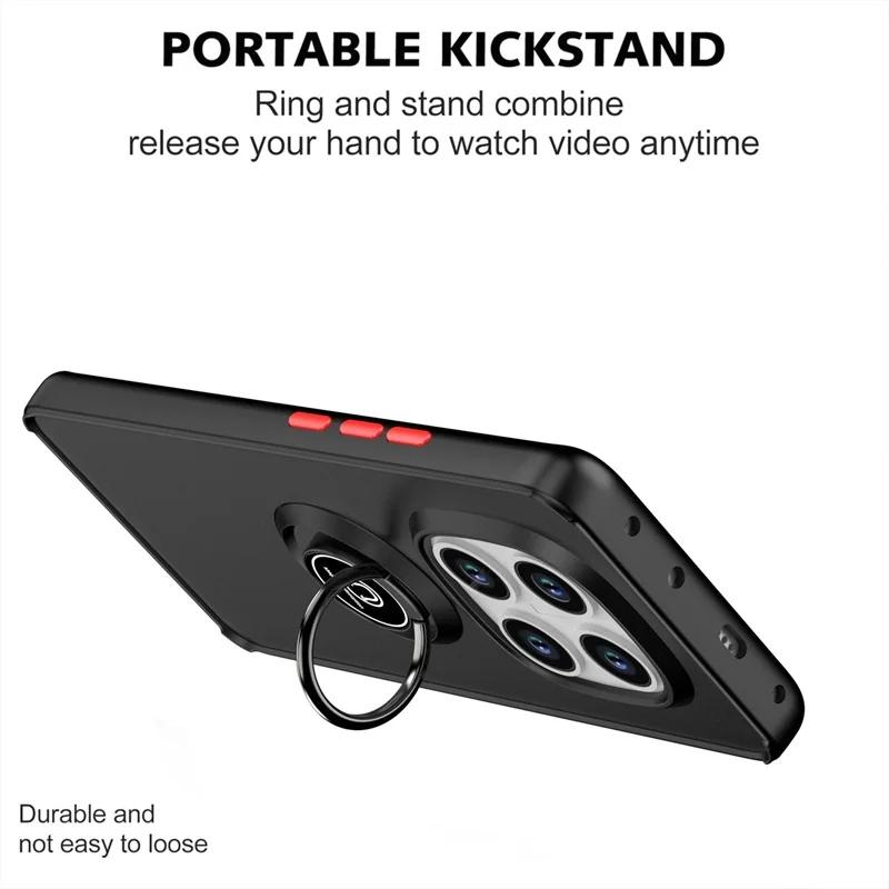 Enhanced Shockproof Armor Case with Matte Hard PC Back and Ring Stand Holder