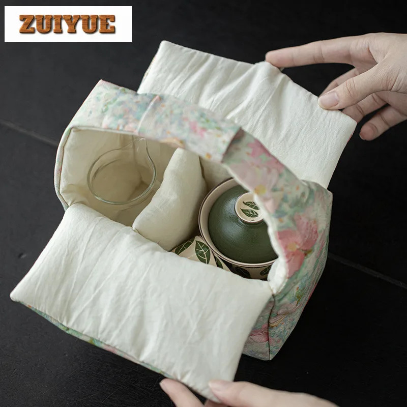 Handmade Fabric Monet Style Tea Cozies Luxury Tea Cozy For Teapot Portable Bag Travel Set Bag Chinese Set Accessories