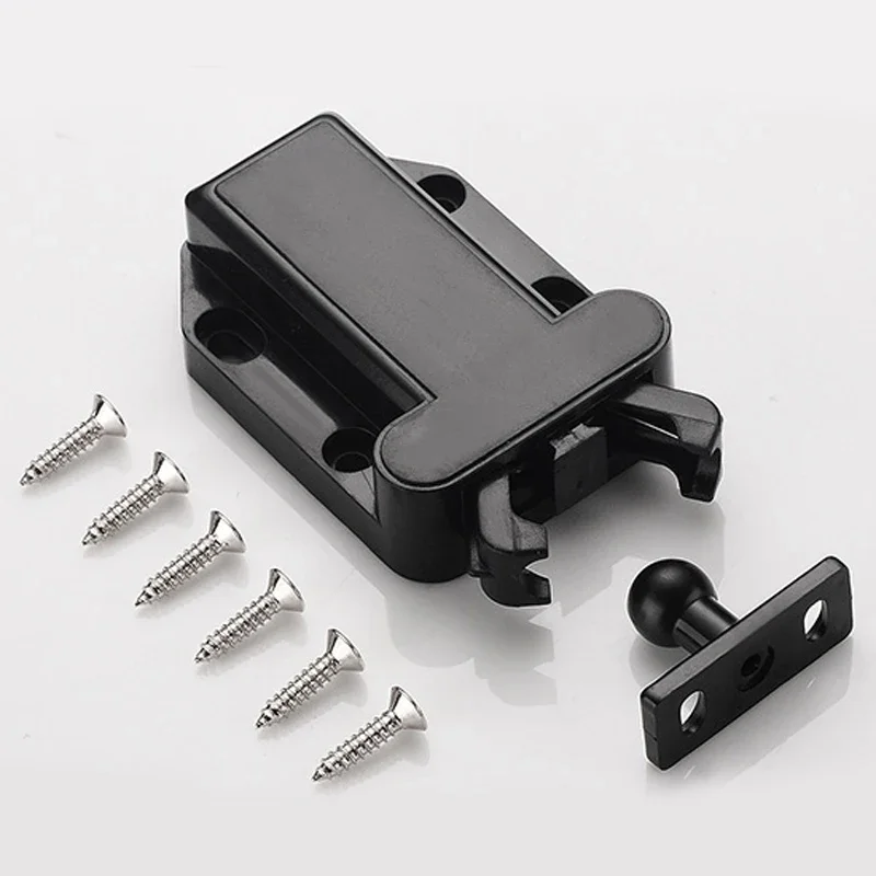 2 Set Cabinet Latches Push To Open Door Drawer Cabinet Self-locking Cupboard Suction Catch Rebound Device Anti-flapping LockFree
