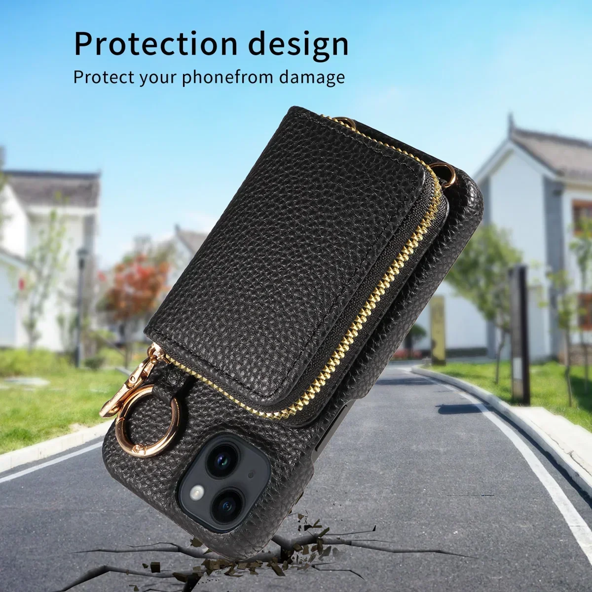 Premium PU Leather Anti-Drop Phone Case with Lanyard, Card Slots, and Wallet Cover