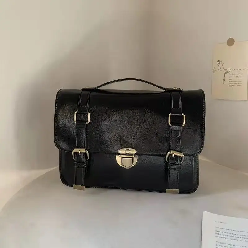JIAERDI Vintage Black Y2k Messenger Bag Women 2025 New PU Leather Solid Crossbody Bags Ladies Retro Harajuku JK Handbags Female