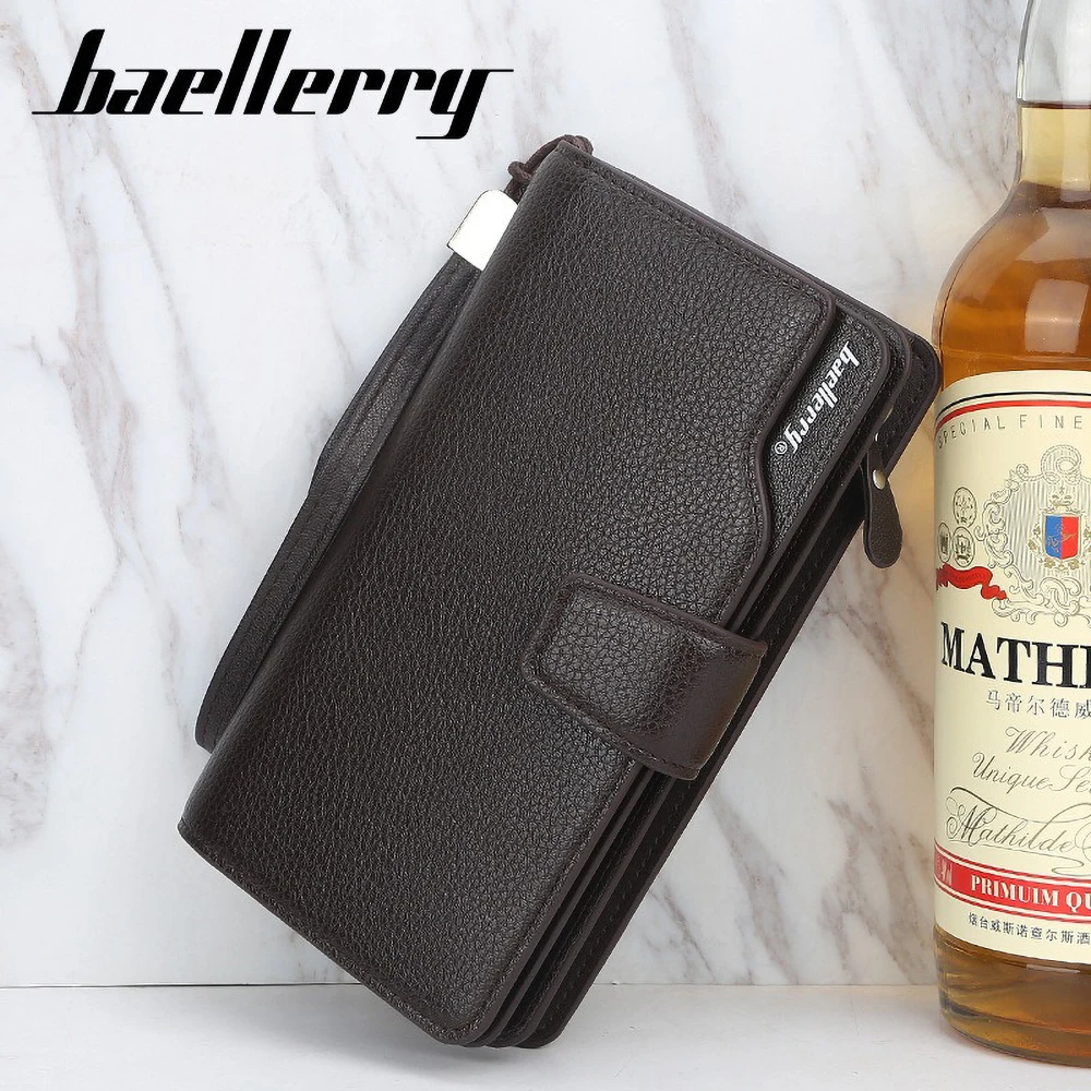 Premium PU Men's Long Wallet Multi-Functional Zipper Compartment RFID Blocking Organizer for Travel