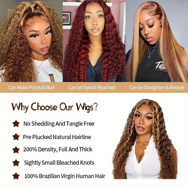 427 Bob Glueless Curly Wigs Short Bob Human Hair Wigs 5X5 Hd Lace Brazilian Water Wave Highlight Ombre Human Hair Wigs For Women