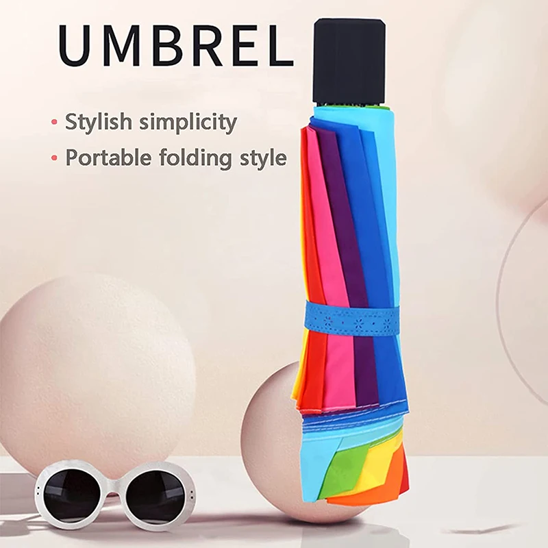 Wind Resistant Umbrella Folding Umbrella Manual Umbrella Windproof Umbrella Windproof Foldable Umbrella Women Men Manual Rainbow Three Folding Umbrella Adults Children Strong Resistant