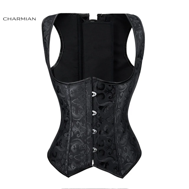 Charmian Women's Retro Steampunk Underbust Corset Vest Vintage