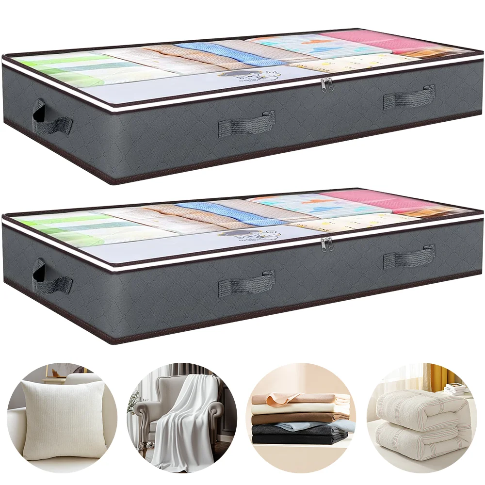 100*50*15cm Unterbett-Aufbewahrungstasche 2er/4er-Set Vlies-Unterbett-Organizer für Bettdecken Kleiderschrank-Staubschutzbeutel Faltbar – Detail 8