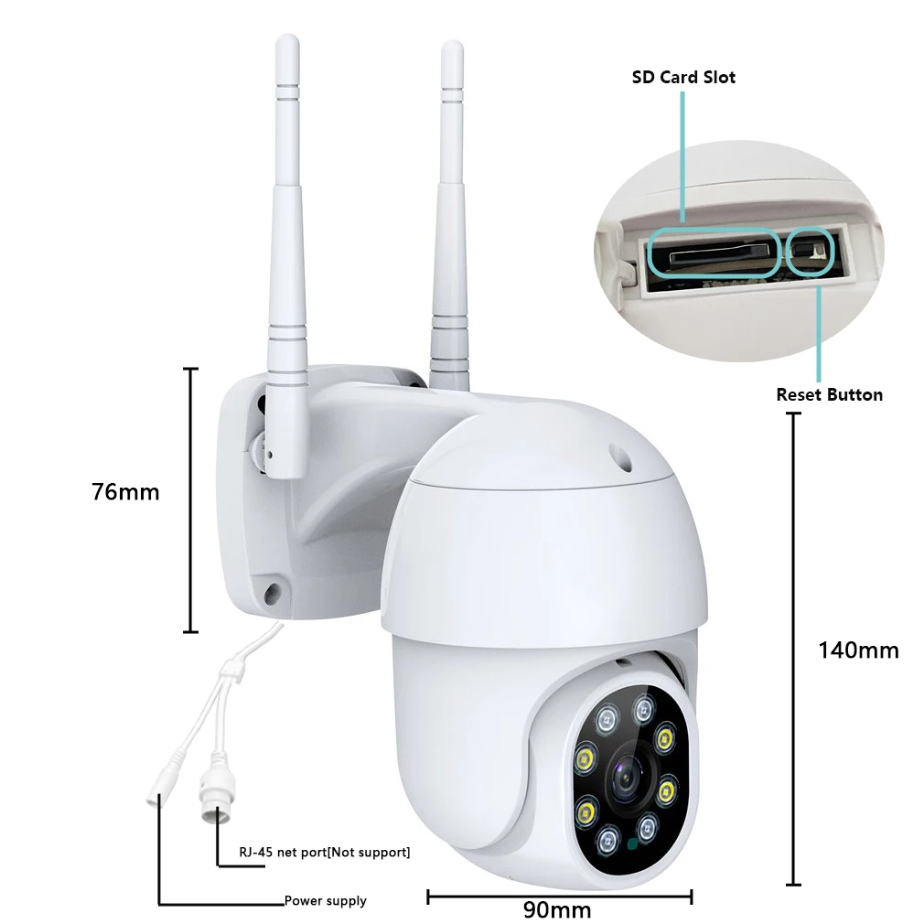 8MP Security Protection WIFI Camera Video Surveillance Outdoor PTZ 4.0X Digital Zoom Night Vision Onvif AI Auto Tracking icsee