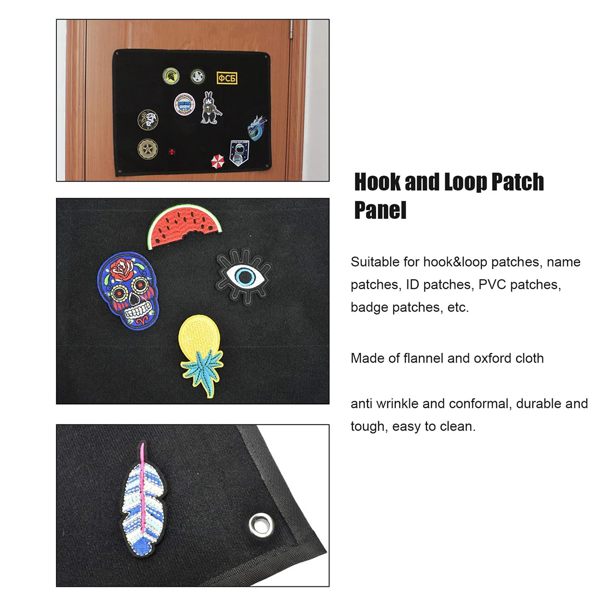 Panneau Tactique de Support de Patchs Militaires, 60x45cm Panneau Patch Tactique Avec Crochet et Boucle, pour Stockage et la Vtrine des Badges Patchs pour Combat Moral, Panneau de Support à Suspendre