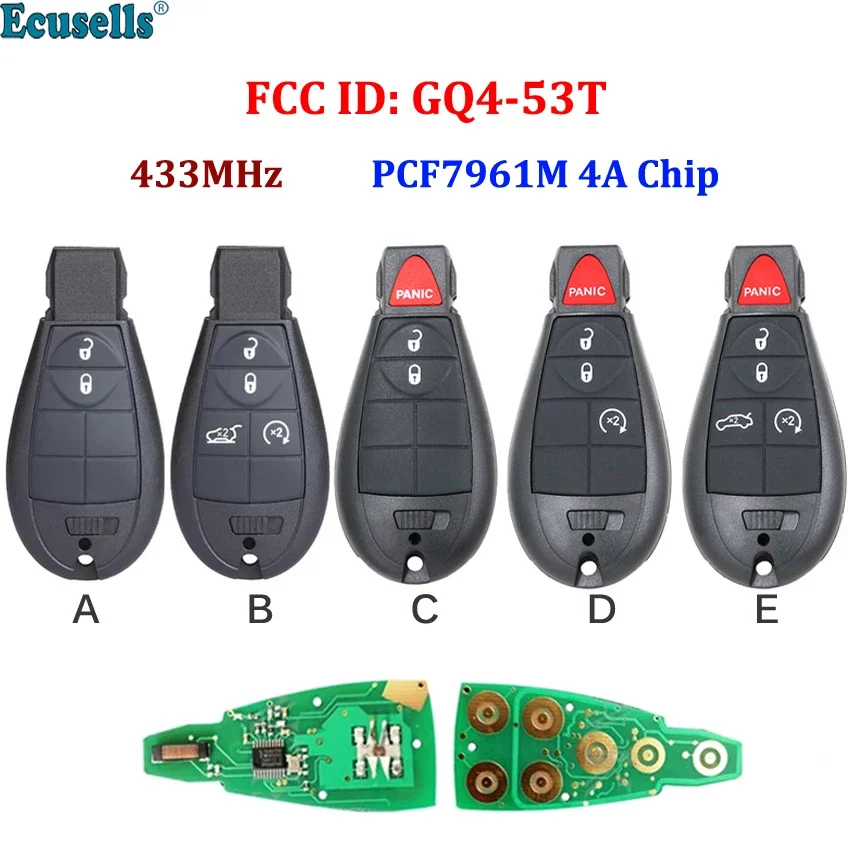 

2/3/4/5 Button Remote Key Fob 433mhz PCF7961M 4A Chip for Jeep Cherokee Sport KL 2014 2015 2016 2017 2018 2019 Fobik Key GQ4-53T