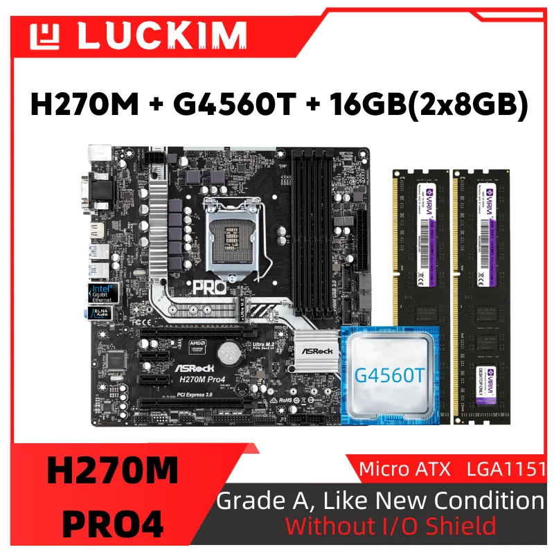 

Восстановленная материнская плата H270M PRO4 + G4560T + 16GB(2x8GB) комплект с памятью процессора DDR4 LGA1151