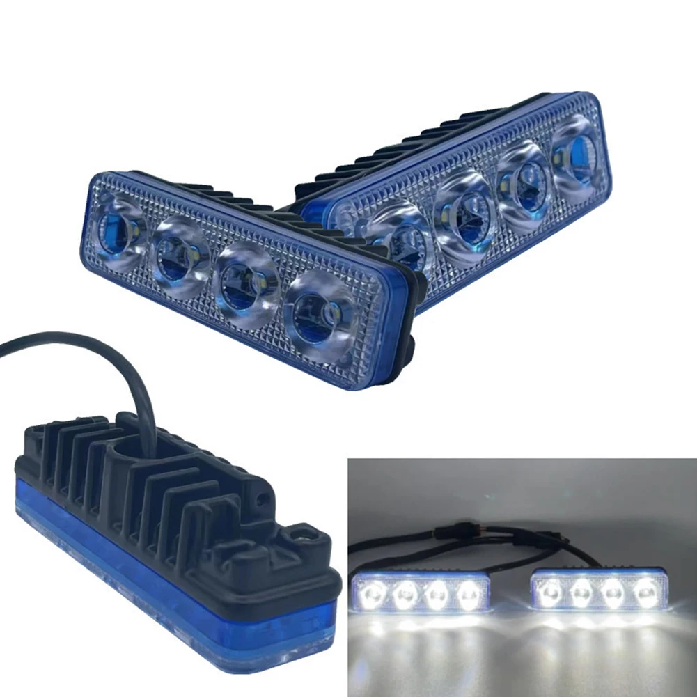 

2pcs 12V 4 LED Grille Light Super White High Power Car DRL Daytime Running Lights Strobe Fog Lamps For Car SUV Van Truck Boat