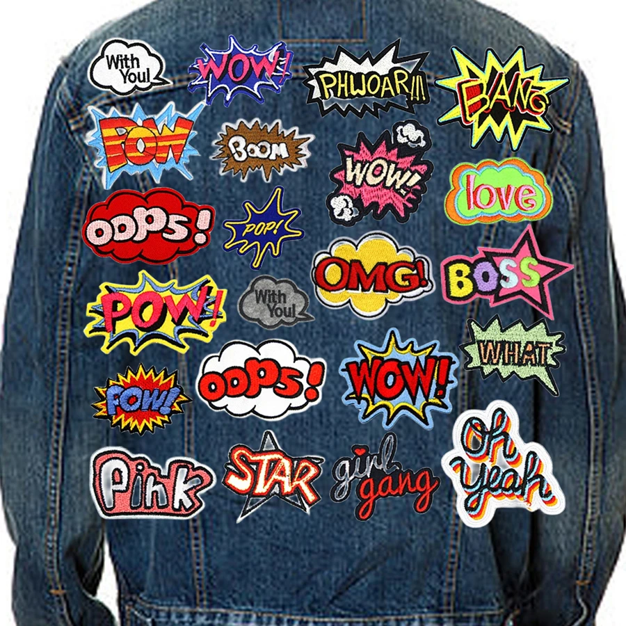 Gestickte Patches übertragen für Kleidungs rucksäcke Auf bügel stich Nähen Anwendung selbst klebende thermo klebende Brief applikation