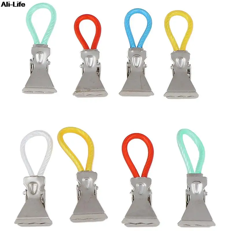 Clothes Pegs Stainless Steel Colorful Laundry Tea Towel Hanging Clips Loops Towel Clips Kitchen Bathroom 8Pcs