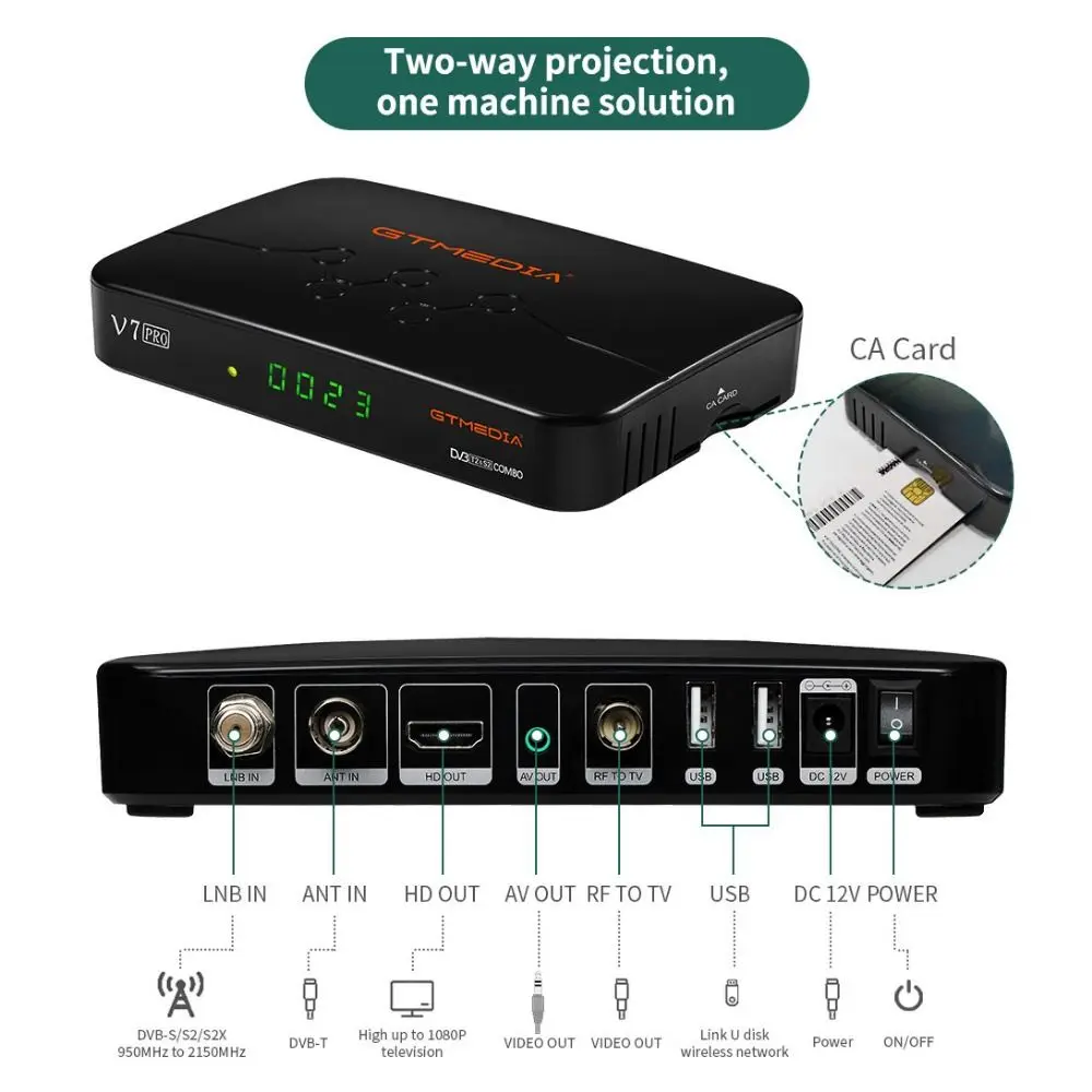 GTmedia V7 PRO DVB-S2 T2 ޺  TV ù , USB , CA H.256, ְ V7 ø ڽ, α Ǹ