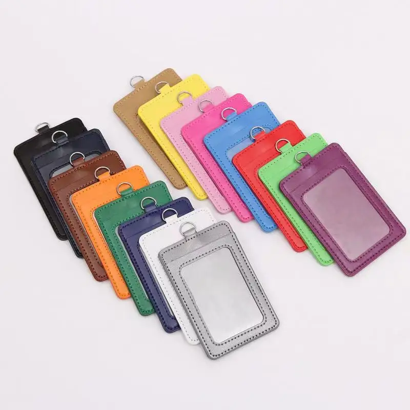 Pu Badges Holder Rope Retractable Lanyard for School Office Work Tag Credentials Pass ID Students Meal Bus Credit Card Protector