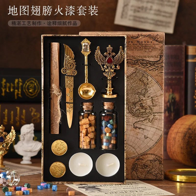Retro Wax Seal Stamps Punk Style Fire Paint Set for Crafts and Wedding Decor