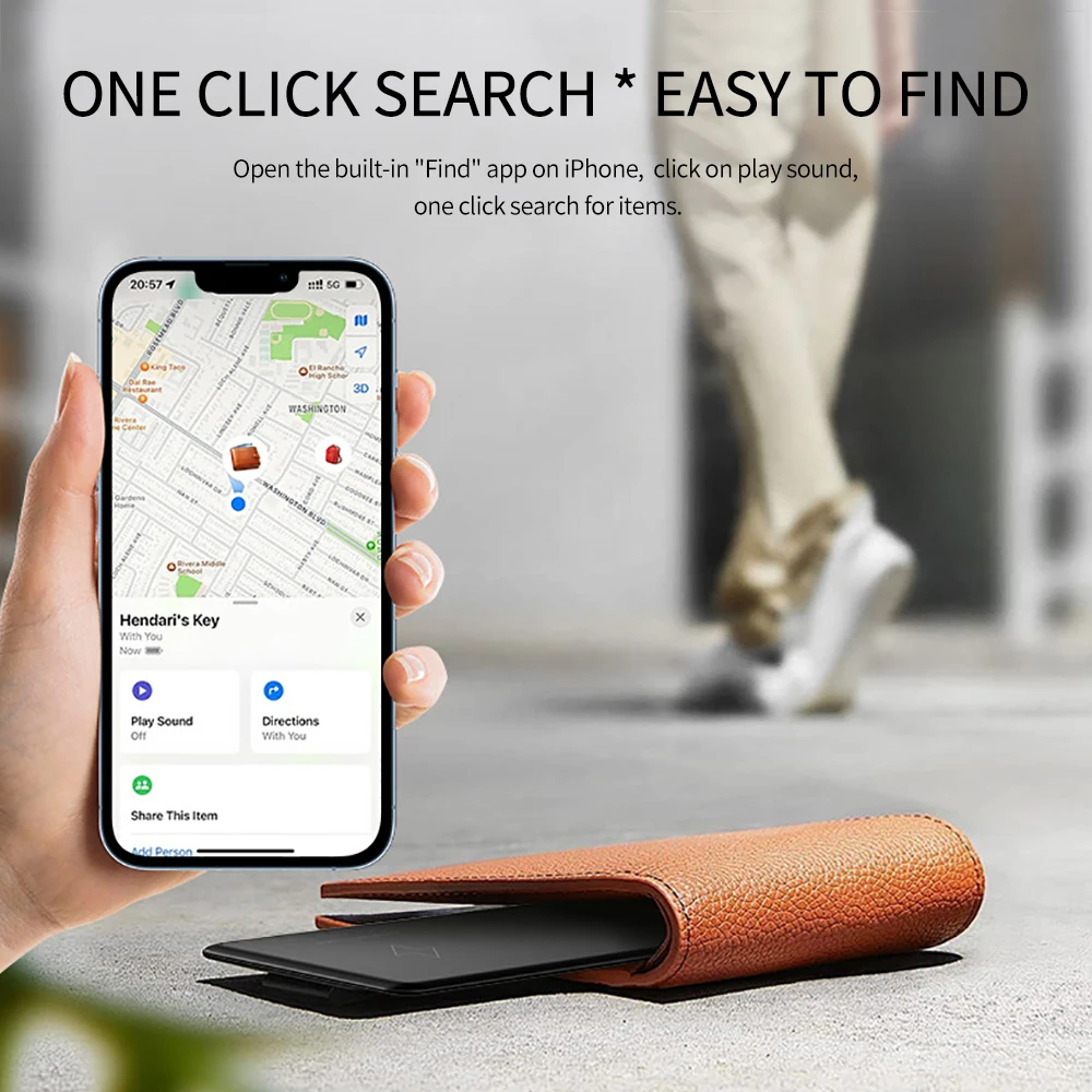 Wireless Charging Air Wallet Card Ultra Thin Tracker for Iphone IOS Find My APP With MFi Certification Keys Suitcase Bag Locator