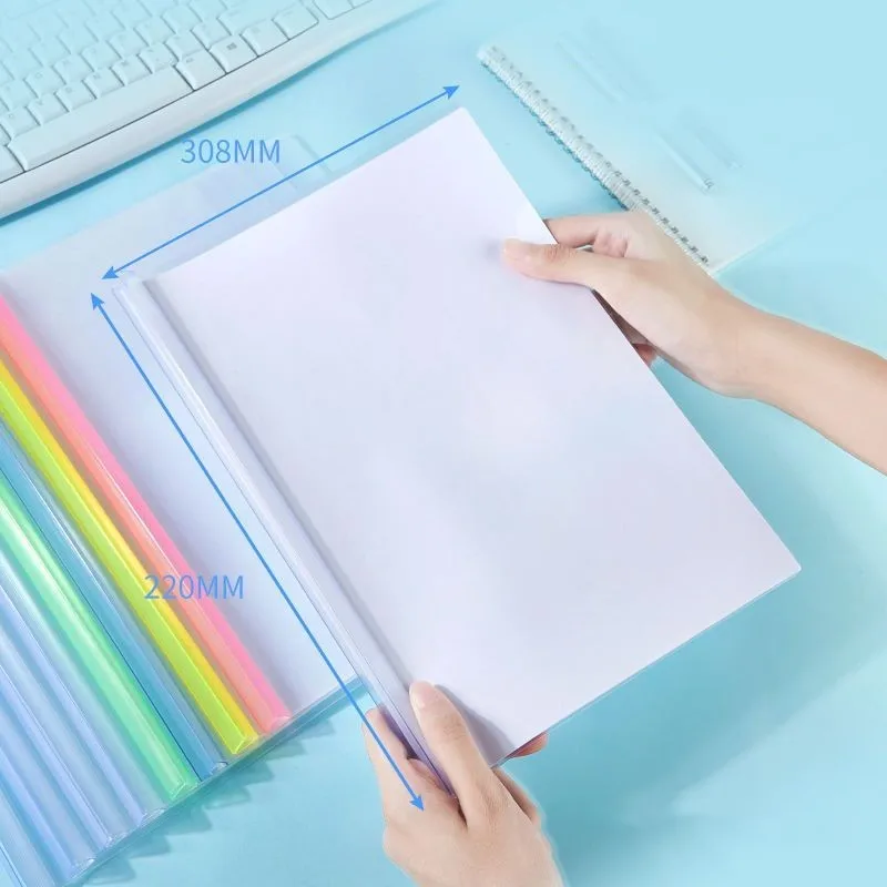 A4 Transparent File Folder Sliding Bar Report Covers Documents Report Display Cover Organizer Stationery Office School Supplies 1
