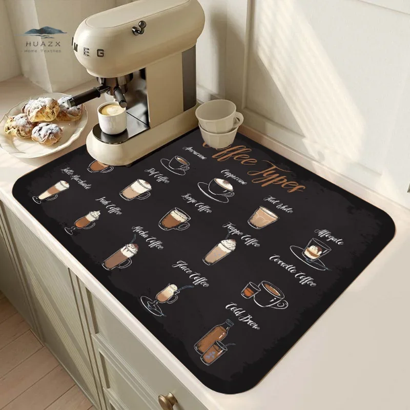 Alfombra Cafetera Fregadero Cocina Alfombrilla Escurreplatos Super Absorbente 40x30 Cm - Para Cafetera, Fregadero Y Baño - Antideslizante Y Fácil De Limpiar Alfombrilla Absorbente Cocina