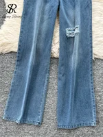SINGREINY Women Strapless Denim Jumpsuits Hollow Out Design Pleated Slim High Quality Streetwear Fashion Casual Long Playsuits - Image 6