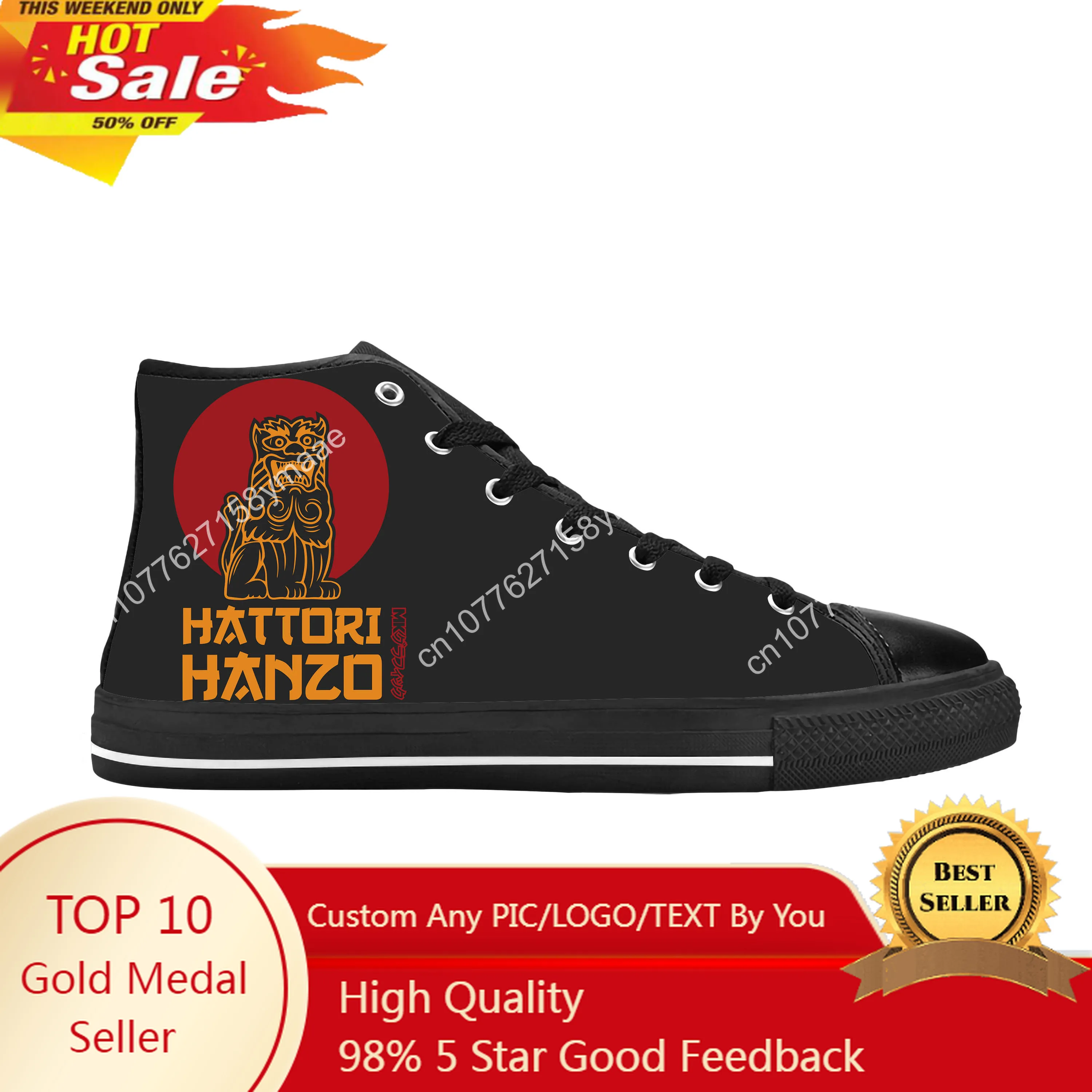 Hot Hattori Hanzo Samurai Swords Kill Bill Katana Scarpe Di Stoffa Casual High Top Confortevole Traspirante Stampa 3D Uomo Donna Sneakers