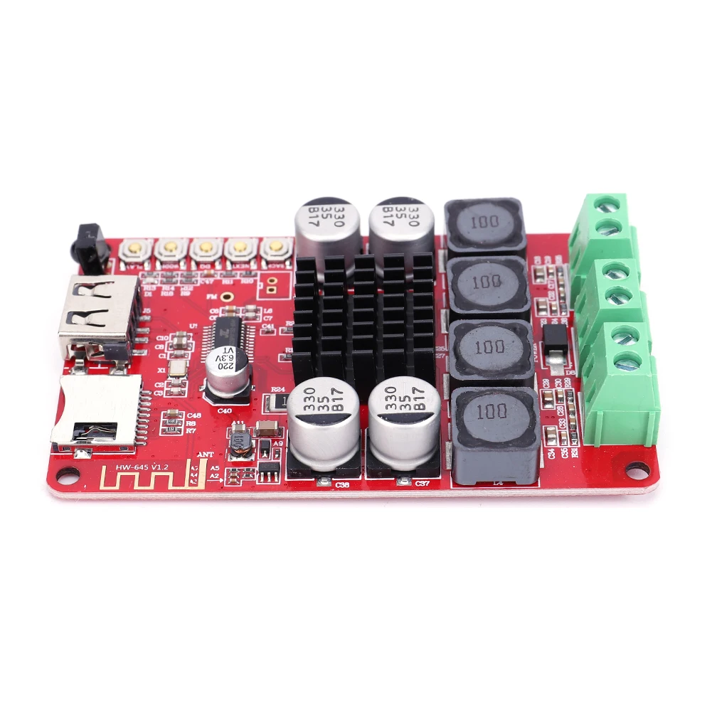 TPA3116 전력 증폭기 보드 TF 카드 U 디스크 플레이어 2x50W 디지털 전력 증폭기 보드 블루투스 호환 수신기 FM 라디오