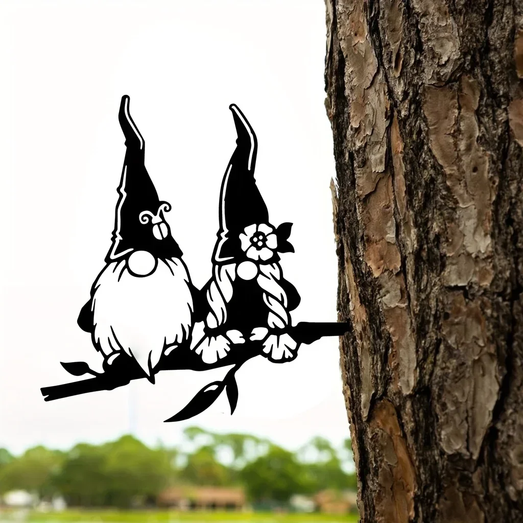 

metal iron Add A Touch of Magic To Your Garden Outdoor Metal Branch Gnomes Couple Decoration Home Decoration for Garden Party De