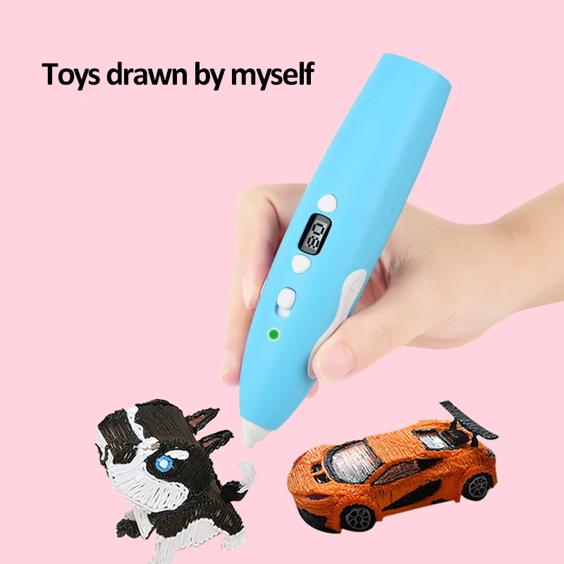 LCD 화면이있는 3D 인쇄 펜 DIY 드로잉 펜 어린이를위한 교육용 수제 어린이 크리스마스 생일 선물