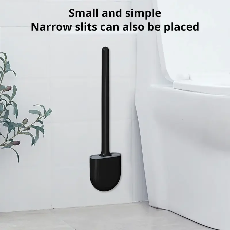 Silicone Wall-Mounted Quick-Dry Toilet Brush with Holder for Efficient Deep Cleaning