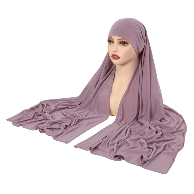 106852-ade7de.jpg Cristal chanvre femmes Hijab couleur unie musulman dames Turban doux élastique foulard moyen-orient tête enveloppement foulard