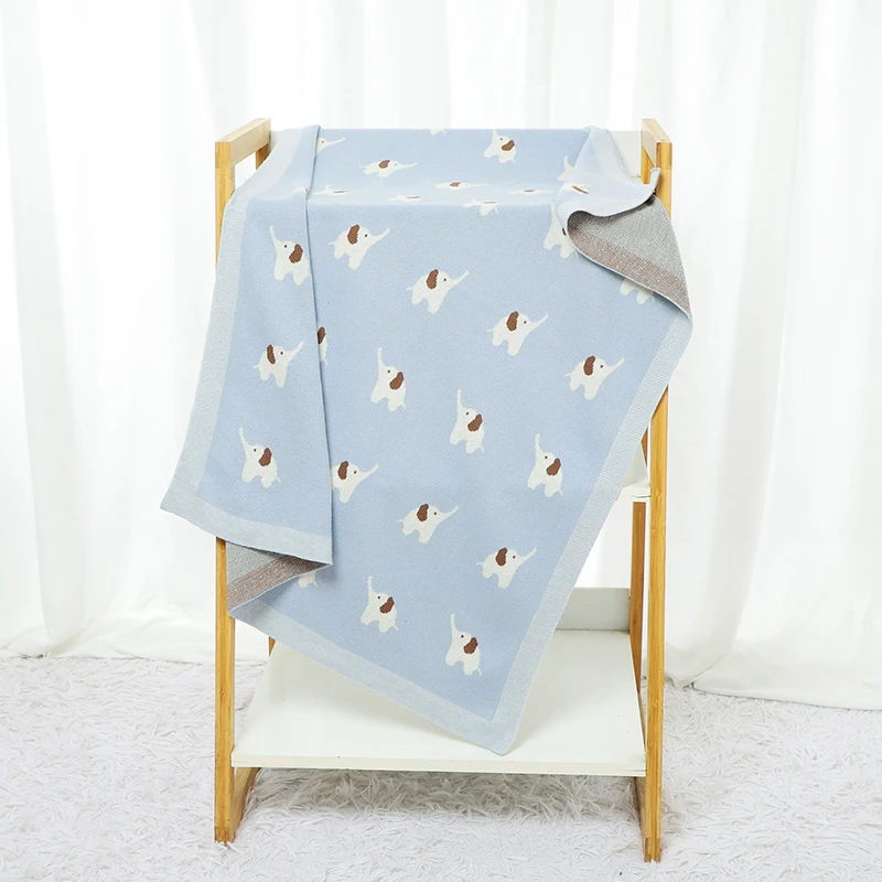 Baby Blanket Cotton Knitted Newborn Stroller Swaddle Super Soft Cover 90*70CM Plaid Infant Girl Boy Bedding Quilt Cute Elephants