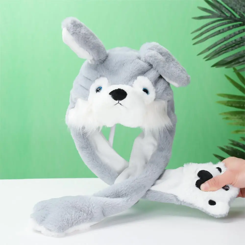Cute Moving Jumping Soft Funny Cap Plush Rabbit Pinch Airbag Animals Ear Hat