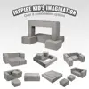 for kids Modular Sofa Bed Set Playroom Furniture 4Pcs with Removable Cover Grey 4