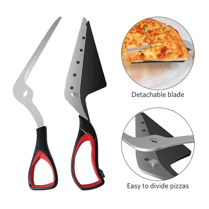 Stainless Steel Pizza Scissors, Easy Cutting Pizza Spatula, Slicer Tools with Ultra Sharp Detachable Blade