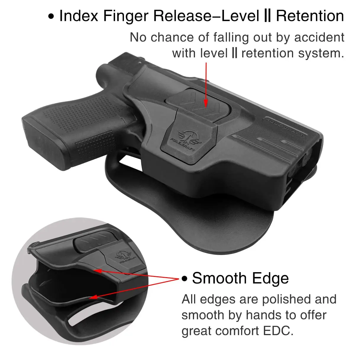 Description Picture 5 of itemGlock 43 Holster OWB Paddle Holsters for Glock 43 / Glock 43X, Outside Waistband Open Carry Polymer Holster with Safety Lock