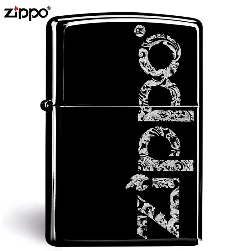 Accendino Zippo Cromo Nero Con Logo Zippo Collezione Antivento In Scatola