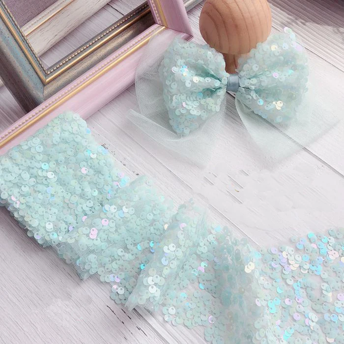 Sequins Organza Ribbon 5yards/lot 80mm For Gift Bow Packaging Clothes Sewing ribbon decoration ribbon supplies organza ribbon wrapping ribbon sewing ribbon sequins ribbon