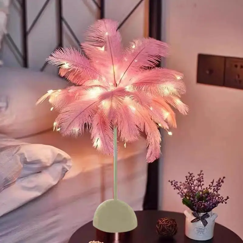 Feather Lamps For Bedrooms Elegant Feather Light LED Night Light Bedside Desk Lamp Atmosphere Modern LED Night Lamp For