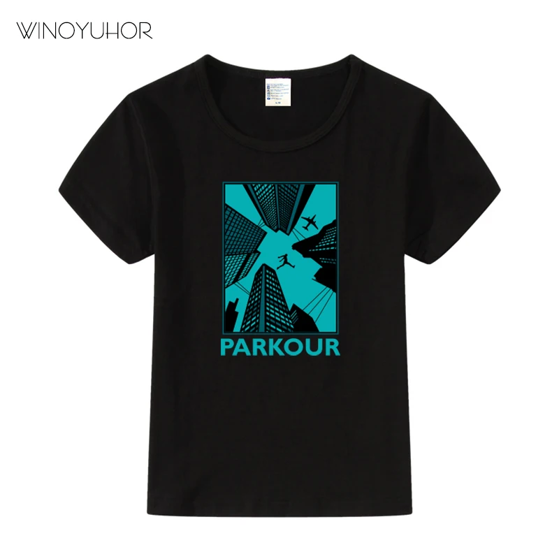 

Kids Parkour Design T Shirt Boys/Girls Kawaii Short Sleeve Tops Children's Funny T-Shirt Hip Hop Streetwear Cool Tees