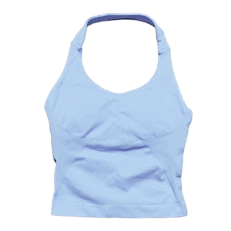 Seamless Push-Up Sports Halter Top with Removable Padding