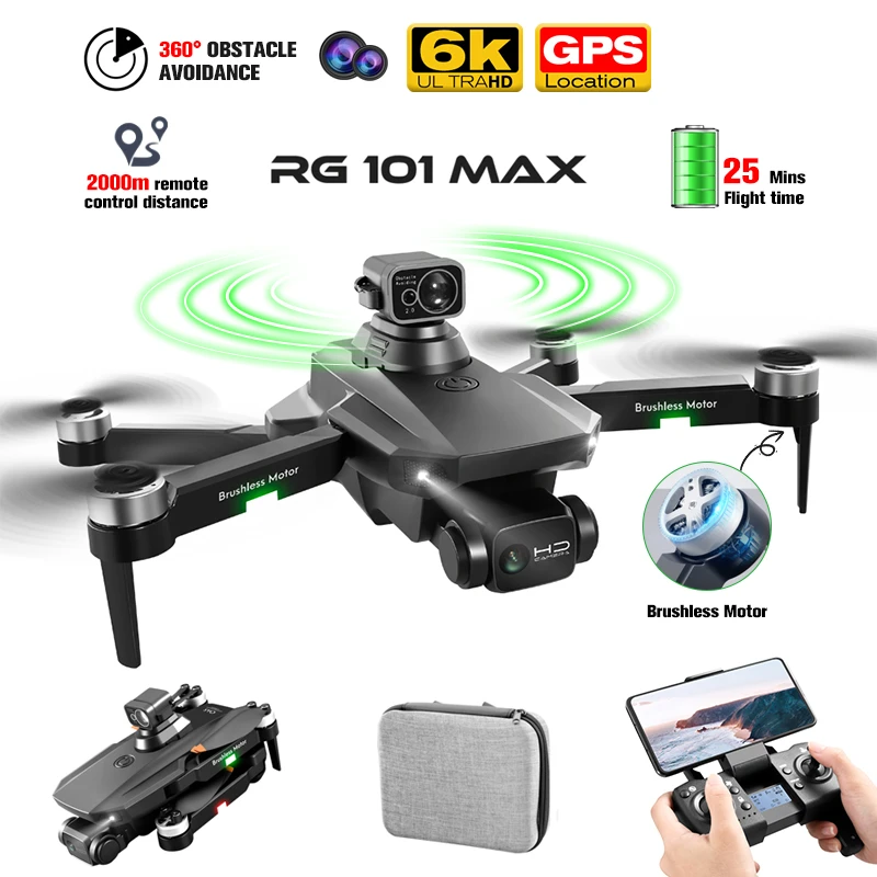 RC Quadcopter classic RG101MAX Obstacle Avoidance GPS Drone 6K HD Camera GPS Professional 5G FPV Long Distance RC Quadcopter Brushless Foldable Dron syma x5c remote control quadcopter